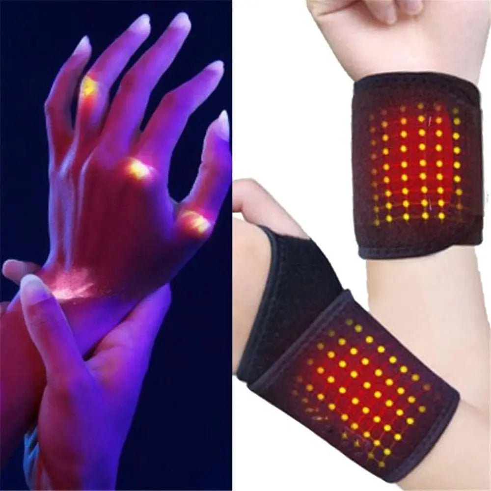 Self-Heating Wrist Brace. 1 Pair Tourmaline Far-Infrared, Magnetic Therapy Wrist Brace