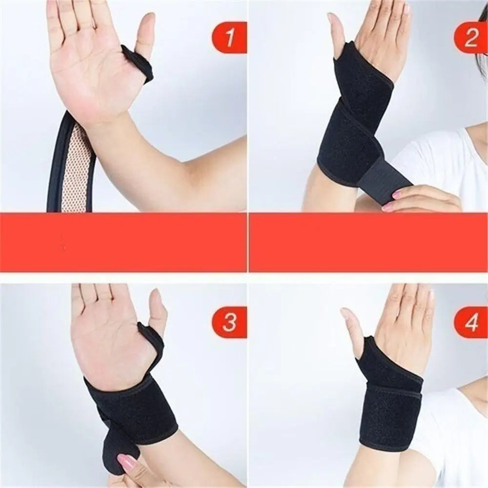 Self-Heating Wrist Brace. 1 Pair Tourmaline Far-Infrared, Magnetic Therapy Wrist Brace