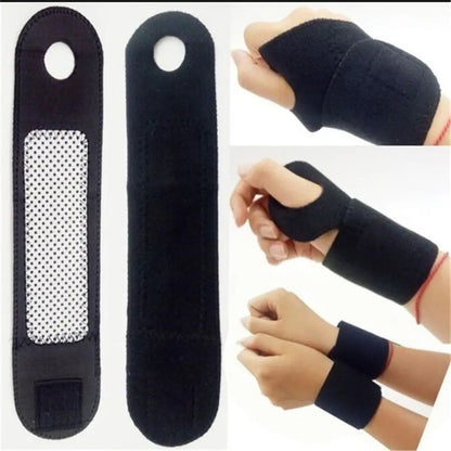 Self-Heating Wrist Brace. 1 Pair Tourmaline Far-Infrared, Magnetic Therapy Wrist Brace