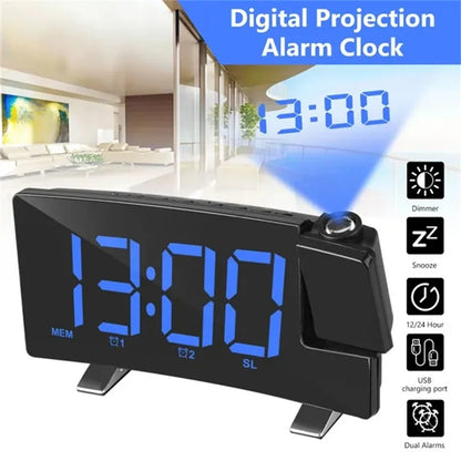 Multifunctional Projection FM Radio Alarm Clock - with USB charger