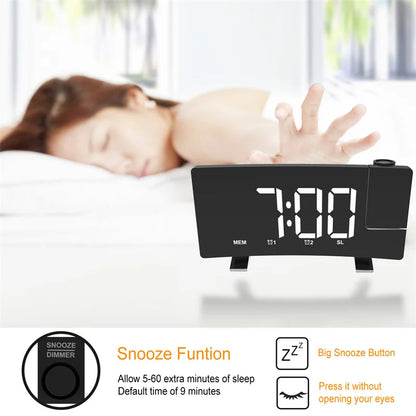 Multifunctional Projection FM Radio Alarm Clock - with USB charger