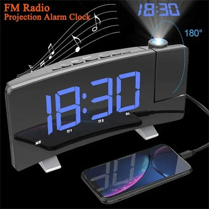 Multifunctional Projection FM Radio Alarm Clock - with USB charger