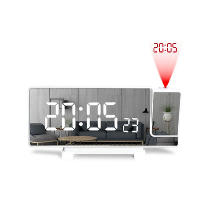 Projection Alarm Clock: LED Digital Display for Bedroom, Bedside Table Clock with FM Radio and Ceiling/Wall Projection