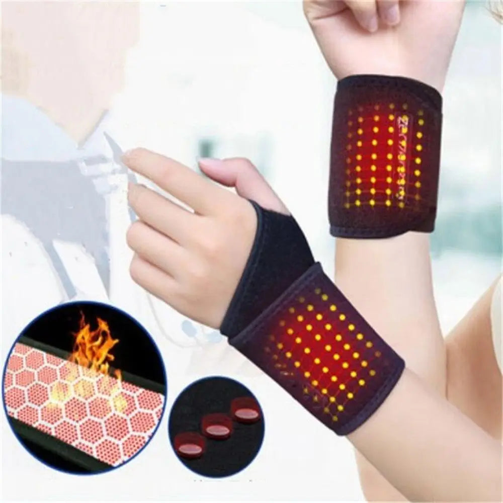 Self-Heating Wrist Brace. 1 Pair Tourmaline Far-Infrared, Magnetic Therapy Wrist Brace