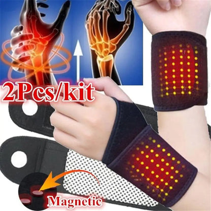 Self-Heating Wrist Brace. 1 Pair Tourmaline Far-Infrared, Magnetic Therapy Wrist Brace